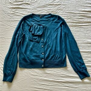 Ann Taylor Teal Cashmere Pearl Button Sweater/Cardigan